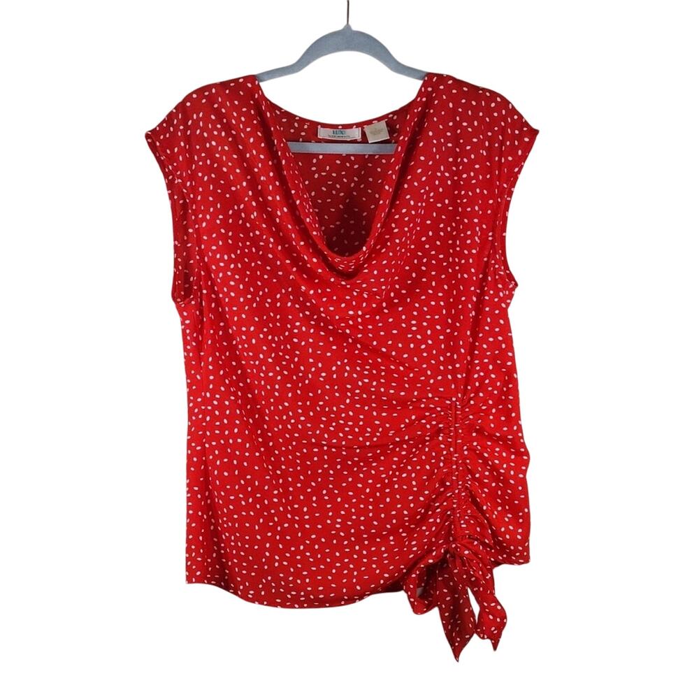 Luxe NYC Design Co. Red Retro Casual Formal Summer Polka Dot Women's Top Blouse